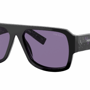 PRADA PR 22YS Noir - Lunette de Soleil de Luxe pour Homme - verres Effet miroir Violet Intérieur Argent