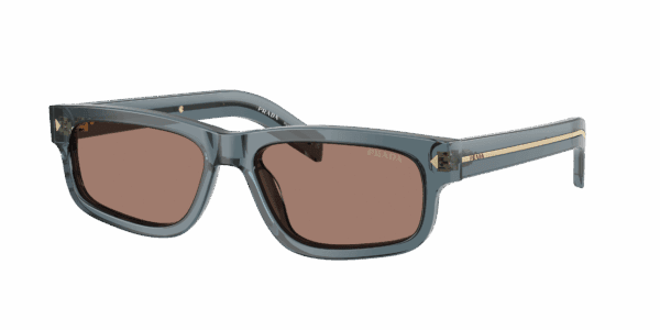 PRADA PR B11S Océan transparent - Lunette de Soleil de Luxe pour Homme - verres Marron effet miroir Intérieur Gris