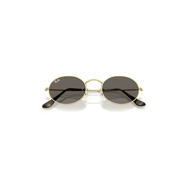 Ray-Ban Lunettes De Soleil Unisexe Oval Flat Lenses - Monture Doré Arista Verres Gris 51-21 – Image 2