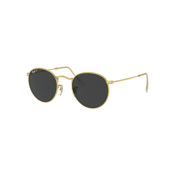 Ray-Ban Lunettes De Soleil Homme Round Metal - Monture Or Verres Noir Polarisés 50-21 – Image 4
