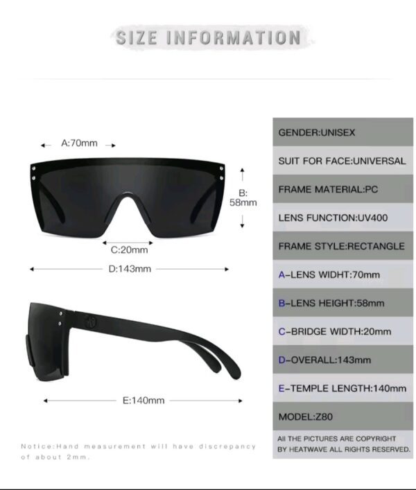 Lunettes de soleil WAVE, verres noirs/argentés   CHALEUR – Image 2